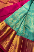 Blue Kanjeevaram Handloom Pure Silk Saree - Luxurion World