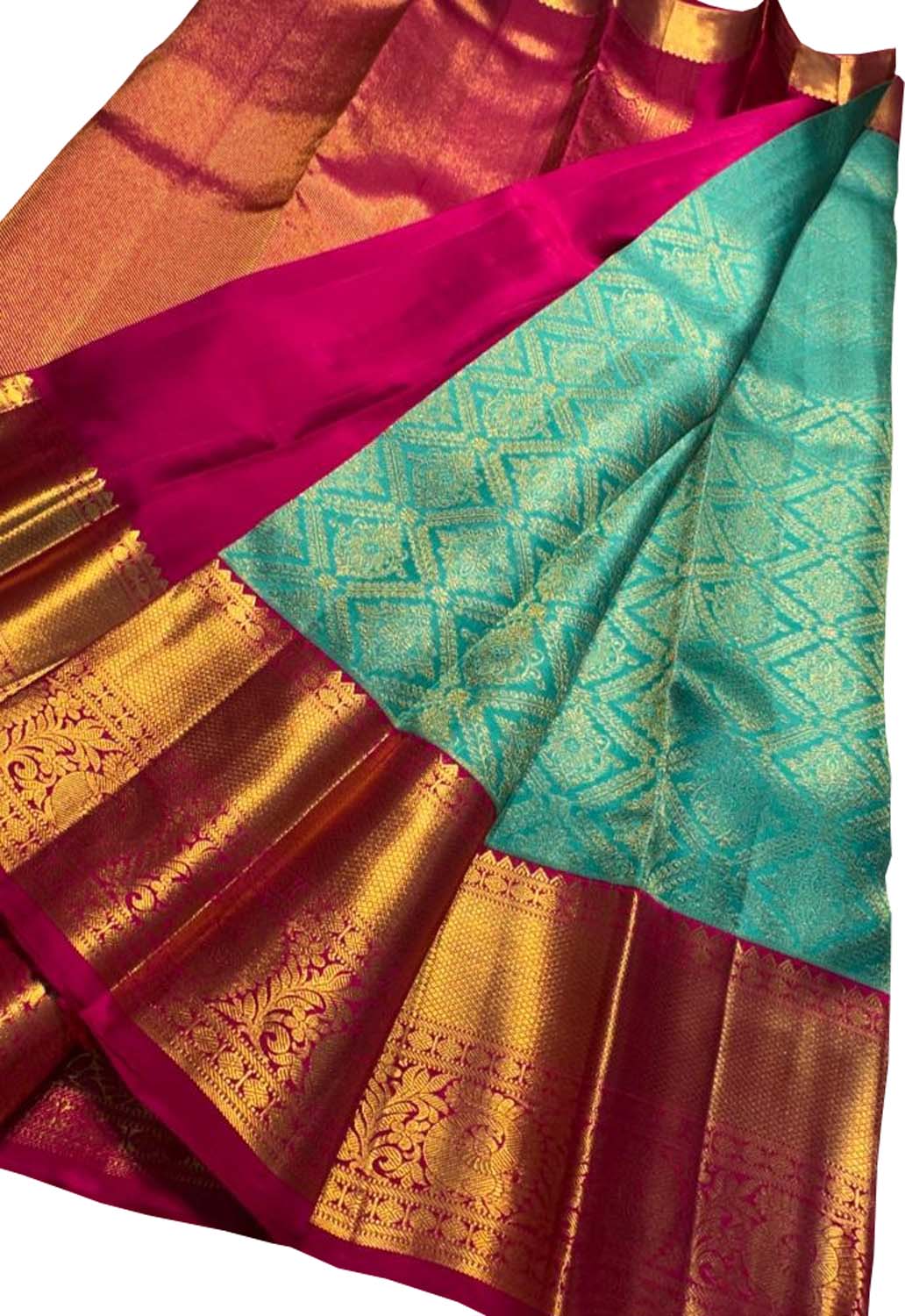 Blue Kanjeevaram Handloom Pure Silk Saree - Luxurion World