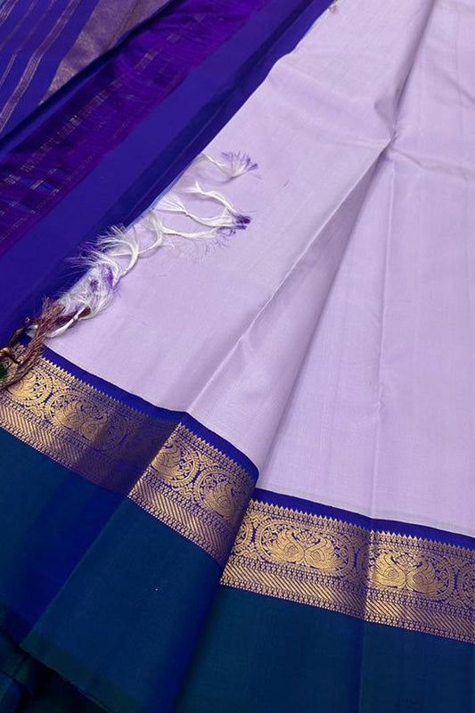 Purple Kanjeevaram Handloom Pure Silk Saree - Luxurion World