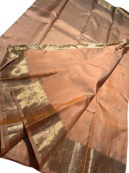 Orange Kanjeevaram Handloom Pure Silk Saree - Luxurion World