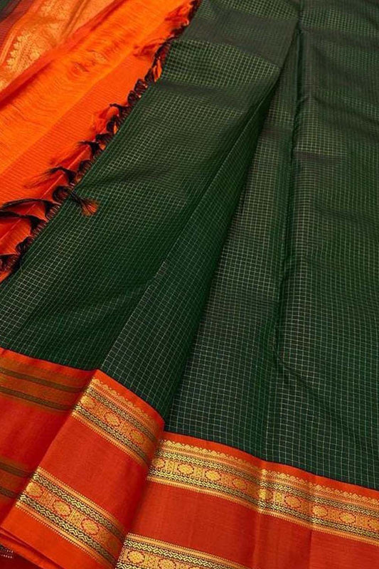 Green Kanjeevaram Handloom Pure Silk Saree - Luxurion World