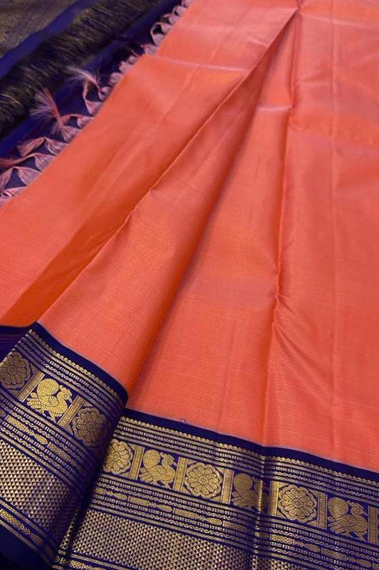 Pink Kanjeevaram Handloom Pure Silk Saree - Luxurion World