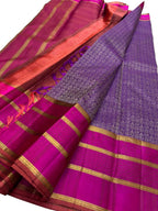 Purple Kanjeevaram Handloom Pure Silk Saree - Luxurion World