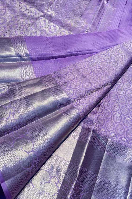 Purple Kanjeevaram Handloom Pure Silk Saree - Luxurion World