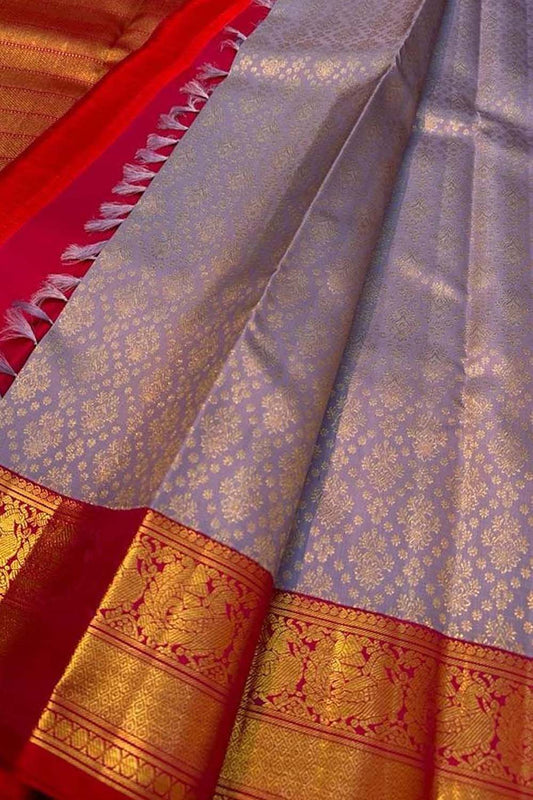 Purple Kanjeevaram Handloom Pure Silk Saree - Luxurion World