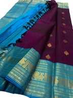 Purple Kanjeevaram Handloom Pure Silk Saree - Luxurion World