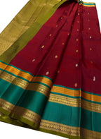 Maroon Kanjeevaram Handloom Pure Silk Saree - Luxurion World