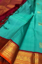 Blue Kanjeevaram Handloom Pure Silk Saree - Luxurion World