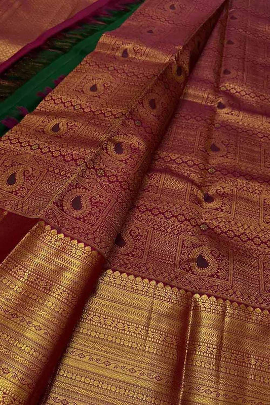 Pink Kanjeevaram Handloom Pure Silk Saree - Luxurion World