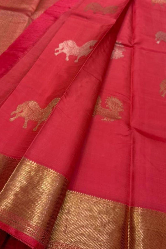 Pink Kanjeevaram Handloom Pure Silk Saree - Luxurion World