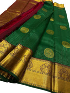 Timeless Elegance: Exquisite Green Kanjeevaram Handloom Pure Silk Saree - Luxurion World