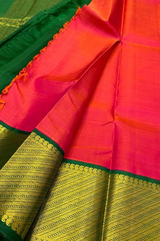 Exquisite Pink Kanjeevaram Handloom Silk Saree: Timeless Elegance - Luxurion World