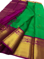 Elegant Green Kanjeevaram Silk Saree: Timeless Exquisiteness - Luxurion World