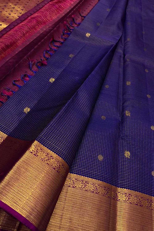 Exquisite Blue Kanjeevaram Handloom Pure Silk Saree: Timeless Elegance - Luxurion World