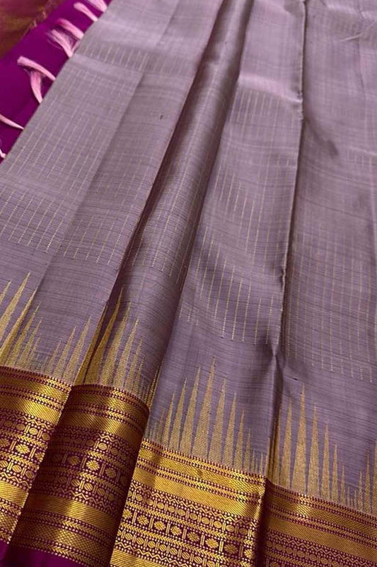 Elegant Purple Kanjeevaram Handloom Pure Silk Saree - Luxurion World