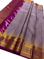 Elegant Purple Kanjeevaram Handloom Pure Silk Saree - Luxurion World
