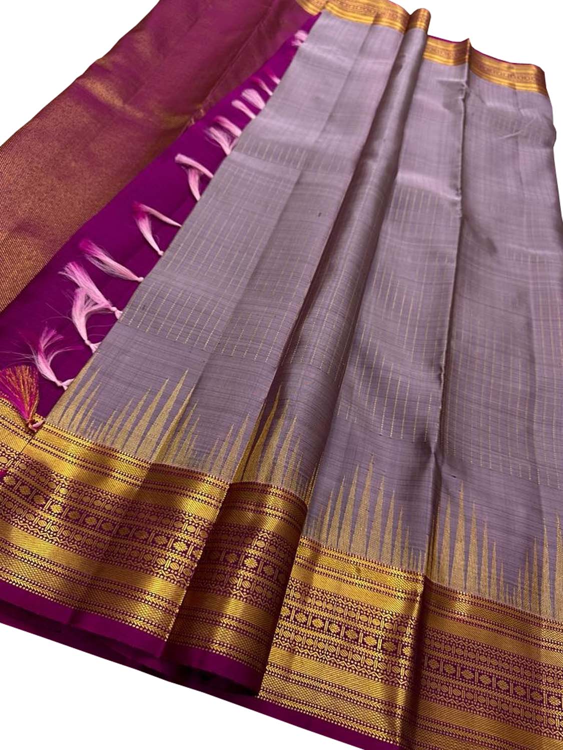Elegant Purple Kanjeevaram Handloom Pure Silk Saree - Luxurion World