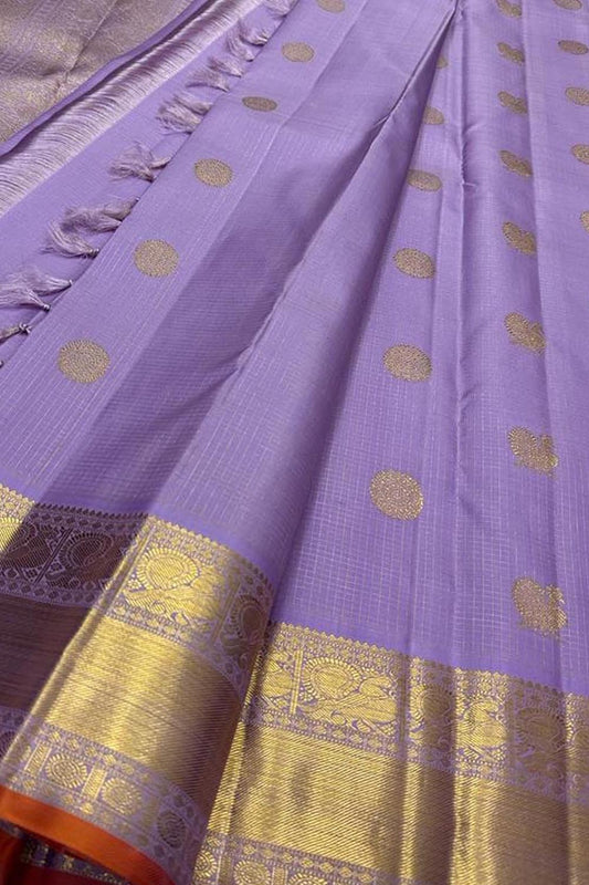 Elegant Purple Kanjeevaram Handloom Pure Silk Saree - Luxurion World