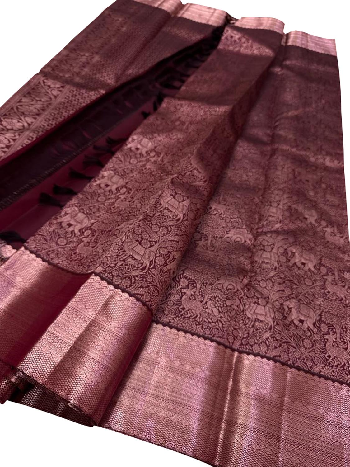 Elegant Maroon Kanjeevaram Handloom Pure Silk Saree - Luxurion World