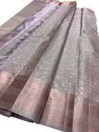 Elegant Grey Kanjeevaram Handloom Pure Silk Saree - Luxurion World