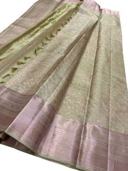 Elegant Green Kanjeevaram Handloom Pure Silk Saree - Luxurion World