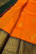 Exquisite Orange Kanjeevaram Handloom Pure Silk Saree: A Timeless Elegance - Luxurion World