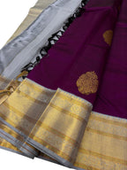 Exquisite Purple Kanjeevaram Handloom Pure Silk Saree: Timeless Elegance - Luxurion World