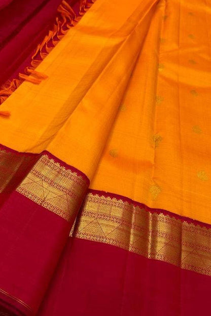 Exquisite Orange Kanjeevaram Handloom Pure Silk Saree: A Timeless Masterpiece - Luxurion World