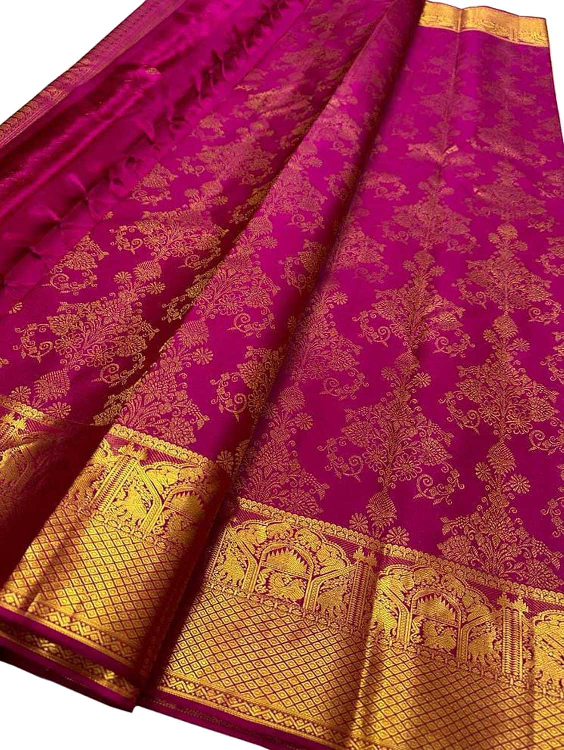 Exquisite Pink Kanjeevaram Handloom Pure Silk Saree: Timeless Elegance - Luxurion World