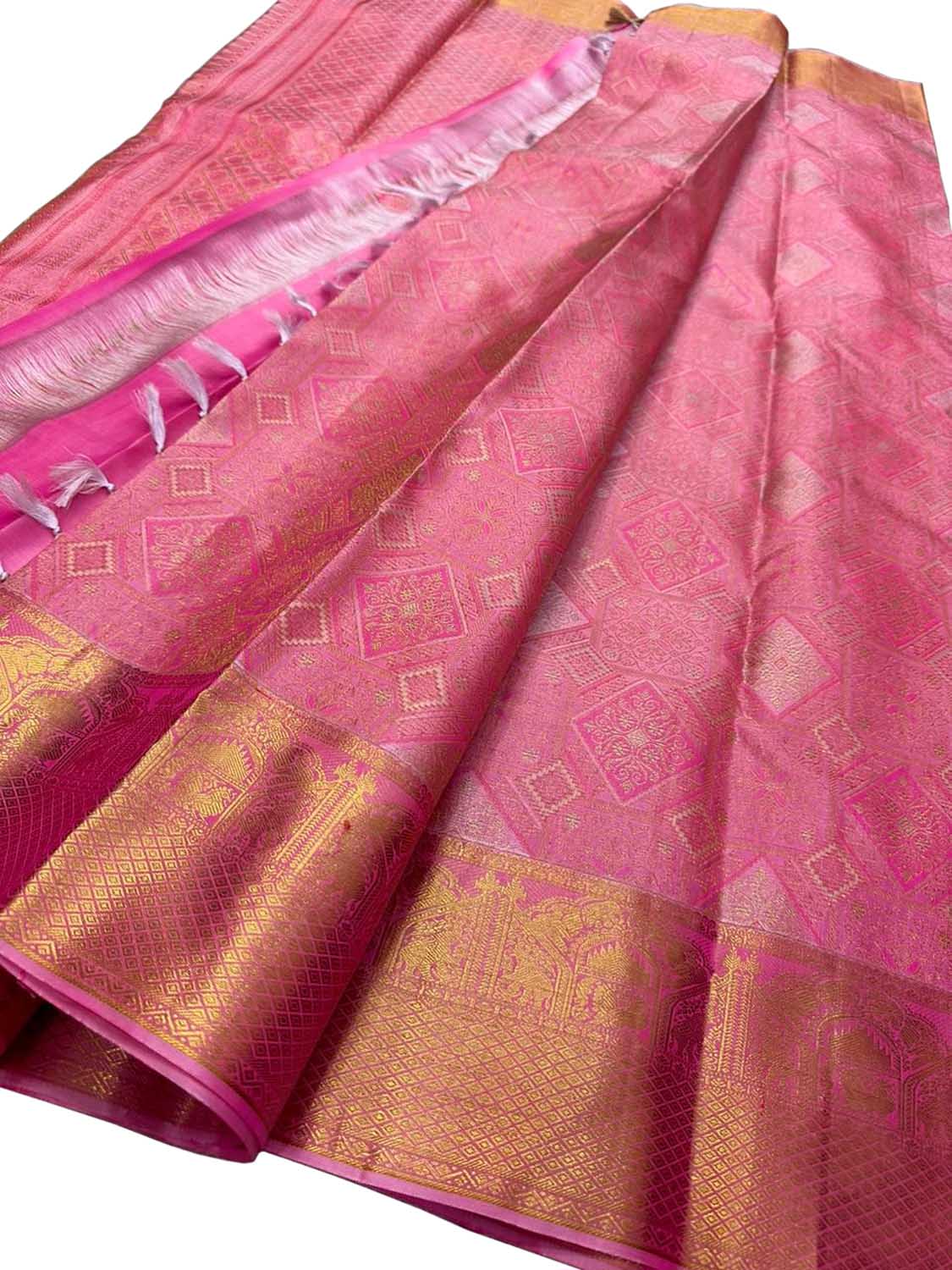Pink Kanjeevaram Handloom Pure Silk Saree: Exquisite Elegance for Every Occasion - Luxurion World
