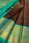 Elegant Brown Kanjeevaram Handloom Pure Silk Saree - Luxurion World