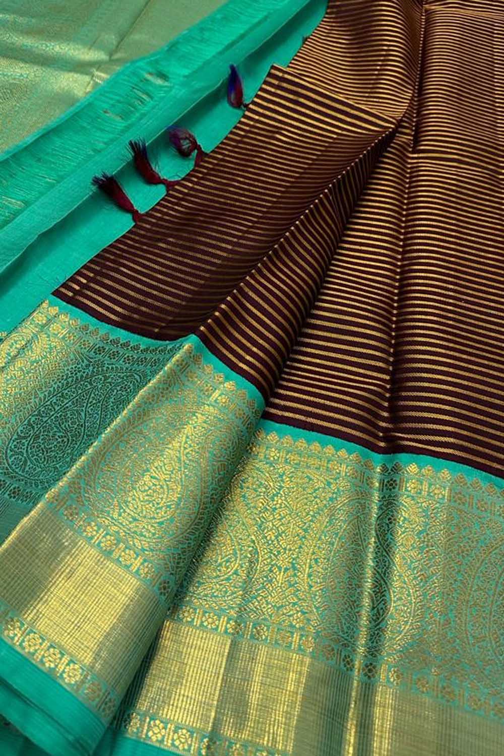 Elegant Brown Kanjeevaram Handloom Pure Silk Saree - Luxurion World