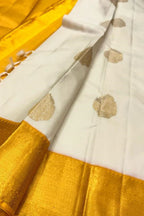 Elegant Off White Kanjeevaram Handloom Pure Silk Saree - Luxurion World