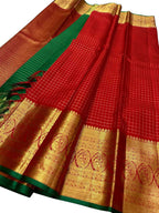 Exquisite Red Kanjeevaram Handloom Pure Silk Saree: Timeless Elegance - Luxurion World