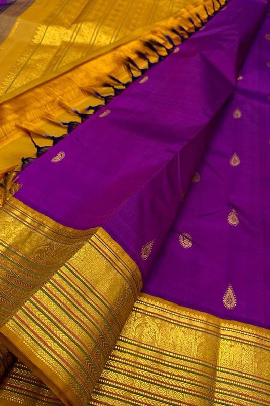 Elegant Purple Kanjeevaram Handloom Pure Silk Saree