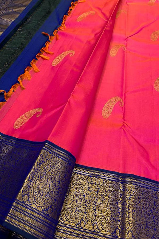 Exquisite Pink Kanjeevaram Handloom Pure Silk Saree: A Timeless Elegance - Luxurion World