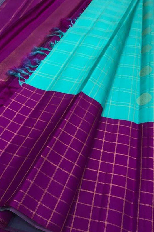 Exquisite Blue Kanjeevaram Handloom Pure Silk Saree: Timeless Elegance - Luxurion World