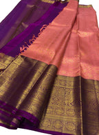 Exquisite Pink Kanjeevaram Handloom Pure Silk Saree: Timeless Elegance - Luxurion World