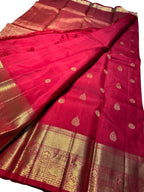 Exquisite Red Kanjeevaram Handloom Pure Silk Saree: Timeless Elegance - Luxurion World