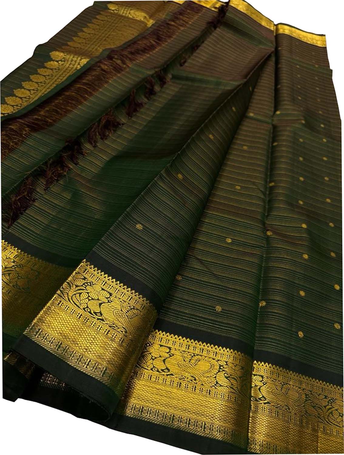 Exquisite Green Kanjeevaram Handloom Pure Silk Saree: Timeless Elegance - Luxurion World