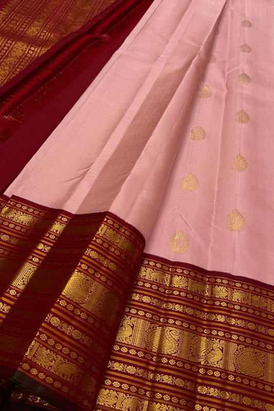 Exquisite Pink Kanjeevaram Handloom Pure Silk Saree: Timeless Elegance - Luxurion World
