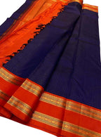 Exquisite Blue Kanjeevaram Handloom Pure Silk Saree: Timeless Elegance - Luxurion World