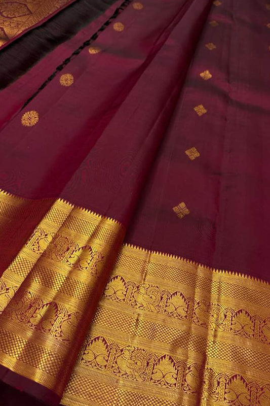 Elegant Maroon Kanjeevaram Handloom Pure Silk Saree - Luxurion World