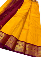 Exquisite Yellow Kanjeevaram Handloom Pure Silk Saree: Timeless Elegance - Luxurion World