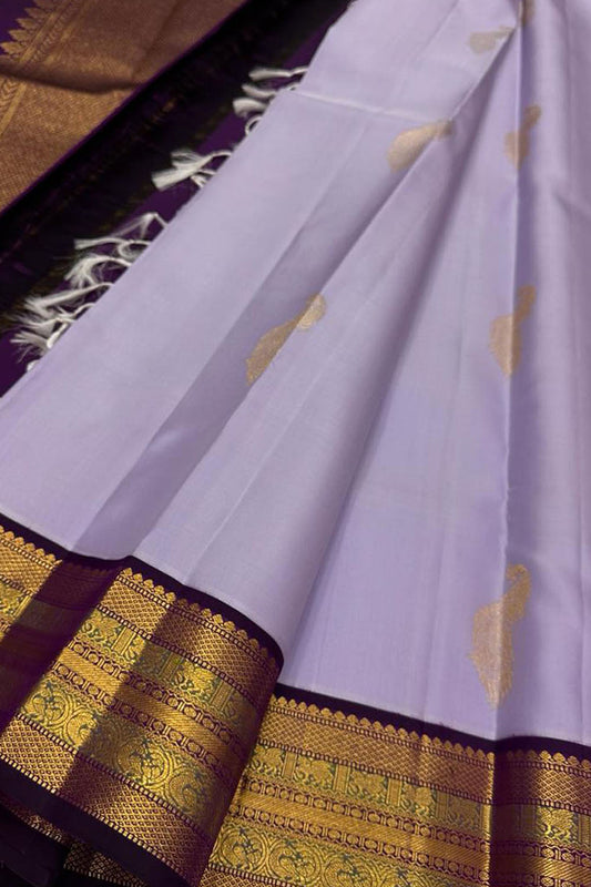 Exquisite Purple Kanjeevaram Handloom Pure Silk Saree: Timeless Elegance - Luxurion World