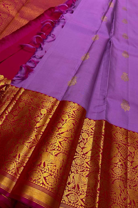 Exquisite Purple Kanjeevaram Handloom Pure Silk Saree: Timeless Elegance - Luxurion World