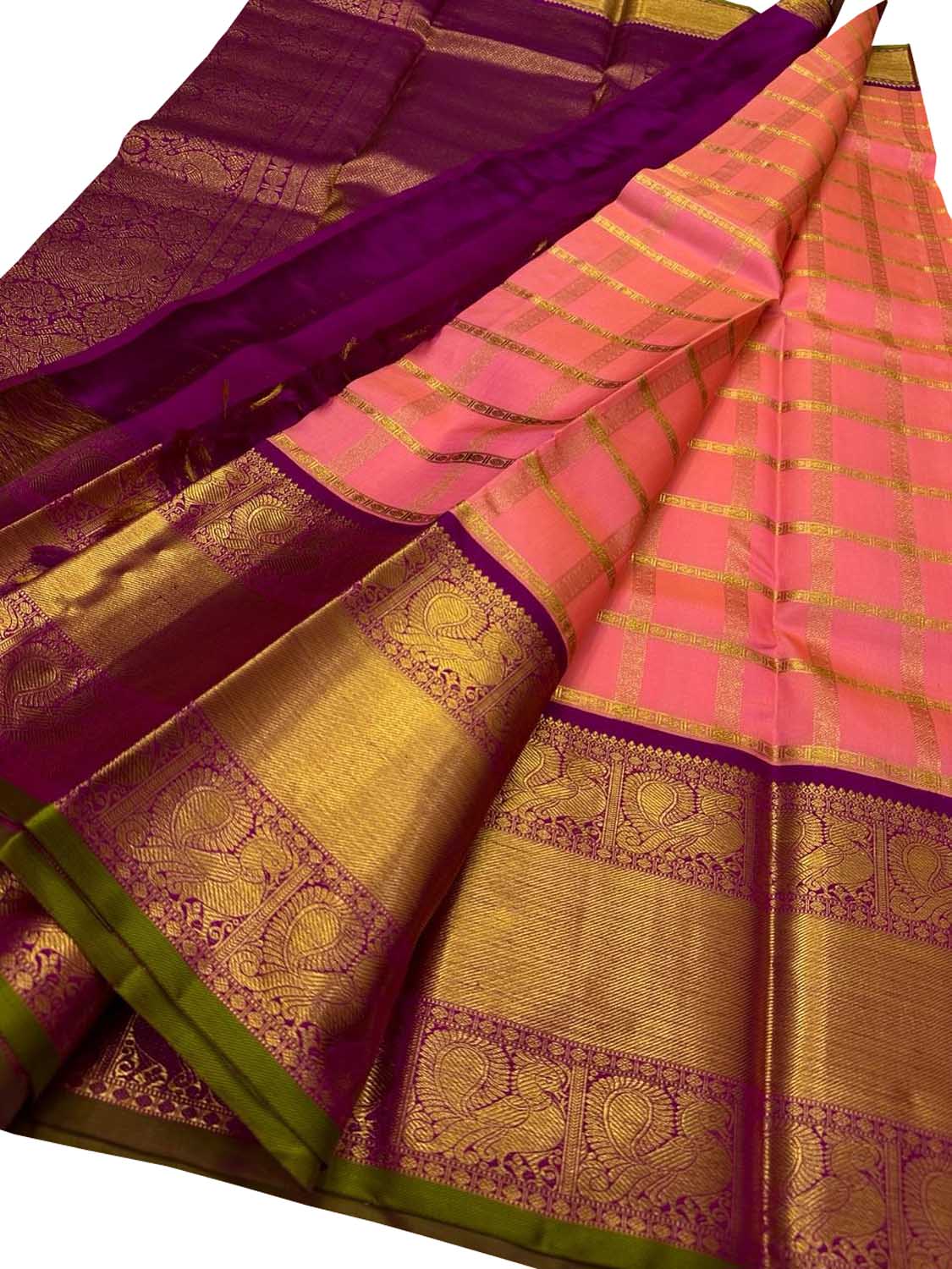 Exquisite Pink Kanjeevaram Handloom Silk Saree - Luxurion World