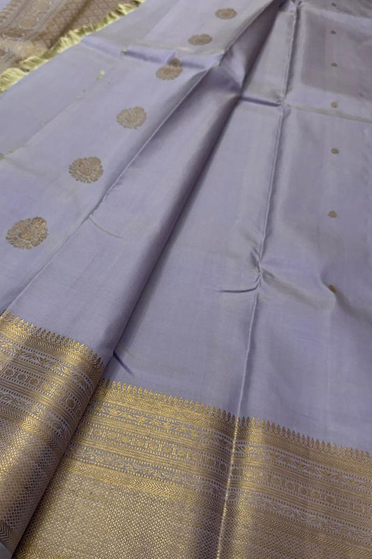 Exquisite Grey Kanjeevaram Handloom Silk Saree - Luxurion World