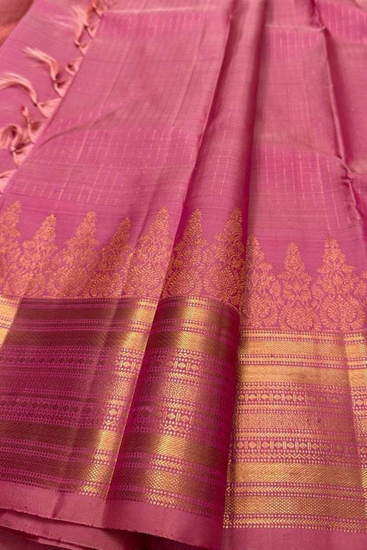 Exquisite Pink Kanjeevaram Handloom Silk Saree - Luxurion World