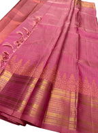 Exquisite Pink Kanjeevaram Handloom Silk Saree - Luxurion World